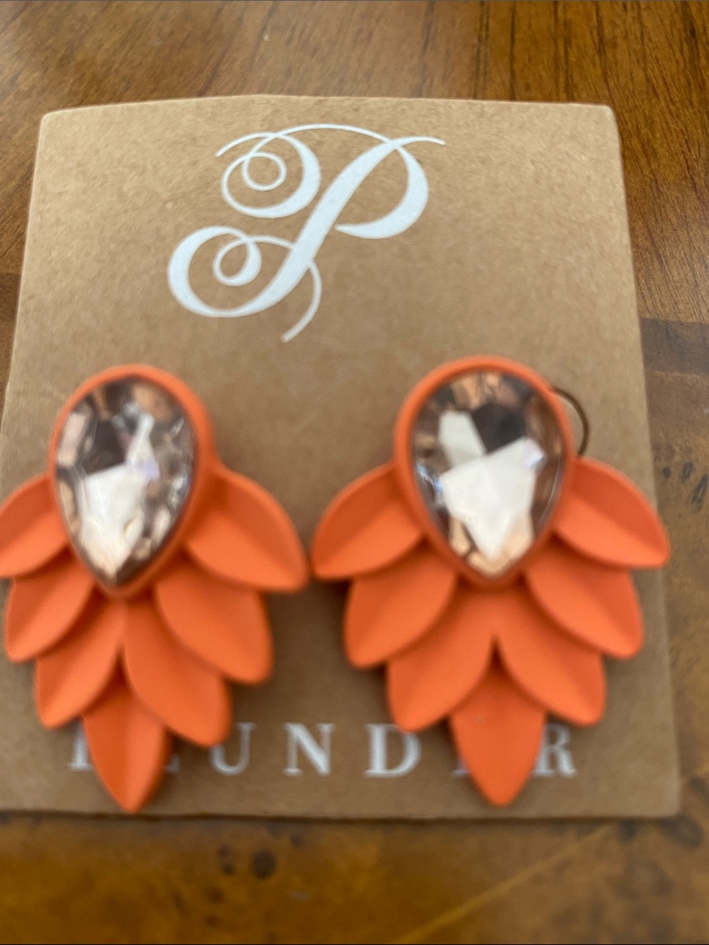 Plunder Orange Petal Teardrop Crystal Earrings - Picture 2 of 2